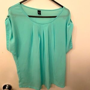 Turquoise shirt sleeved blouse
